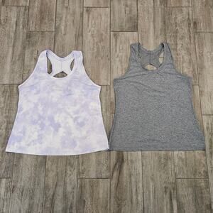 Athleta‎ Tank Top Women’s Size XL & 1X Lot of 2 Gray Tie-Dye Racerback Workout